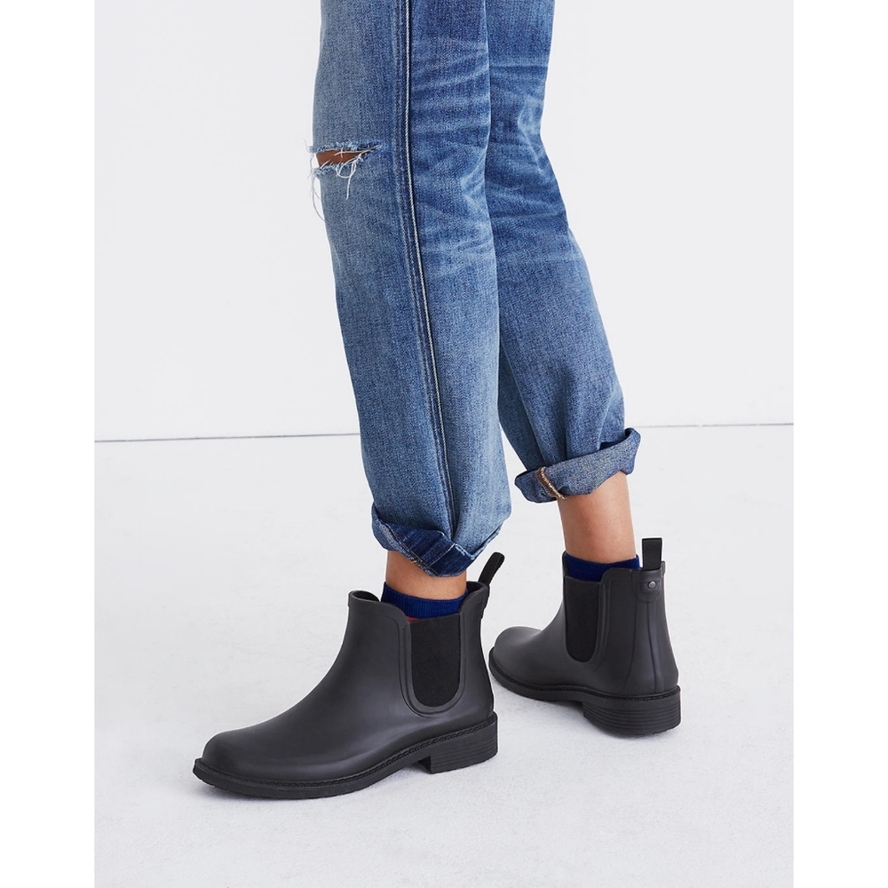 Madewell Black Chelsea Rain Ankle Boots